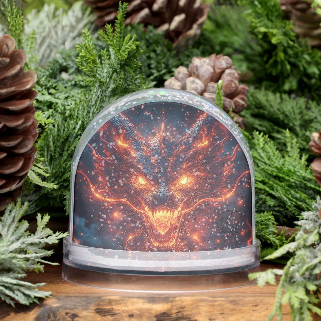 🐉 Fiery Dragon Glow 🔥 Intense Energy Fantasy Snow Globe (Winter)