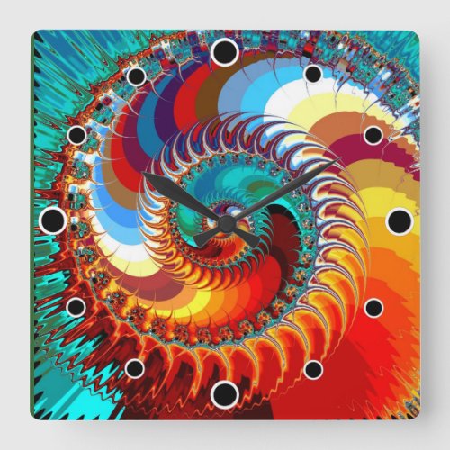 Fiery Dragon Spiral Square Wall Clock