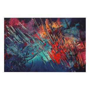 Fiery Drift Blue Red Contemporary Abstract Art