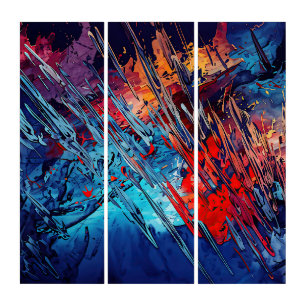 Fiery Drift Blue Red Contemporary Abstract Art