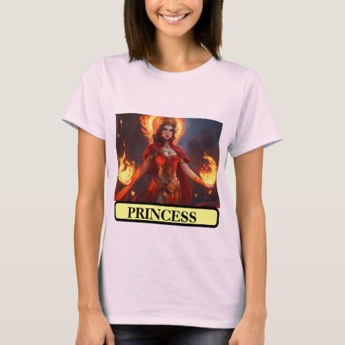  Fiery Elegance Beautiful Fire Princess Womens  T_Shirt