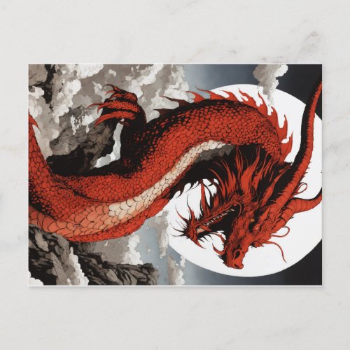 Fiery Elegance Dragon Panting _ Unleash the Power Postcard