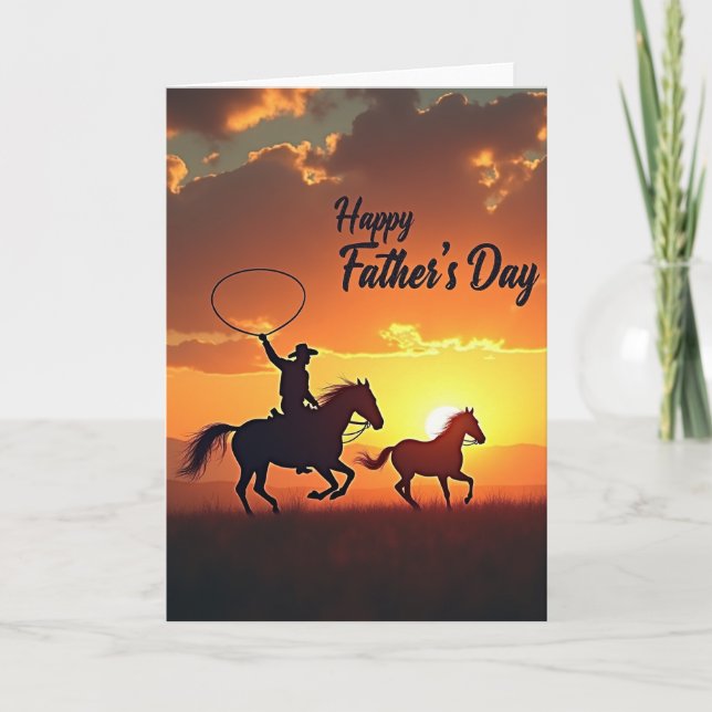 Fiery Fathers Day Horses Card (Front)