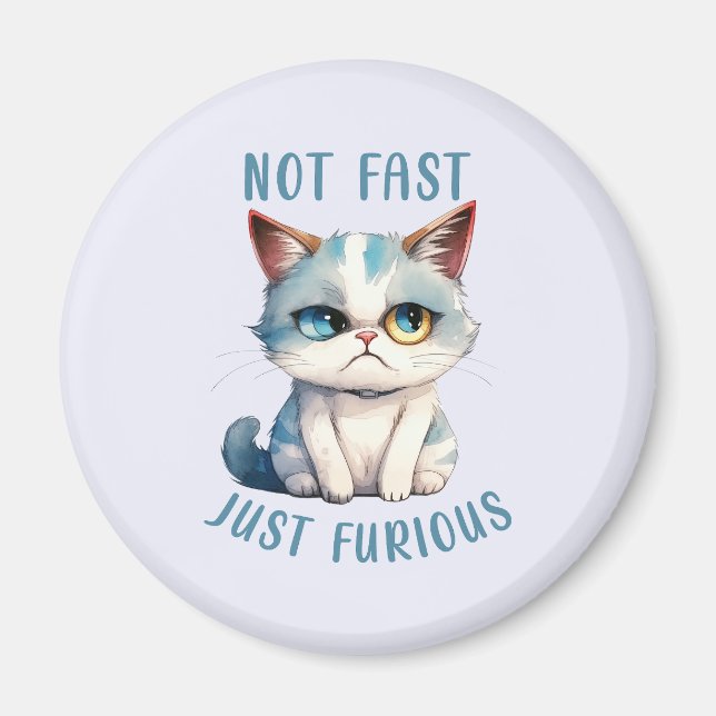 Fiery Feline Spirit – Sassy Angry Cat Design Magnet (Front)
