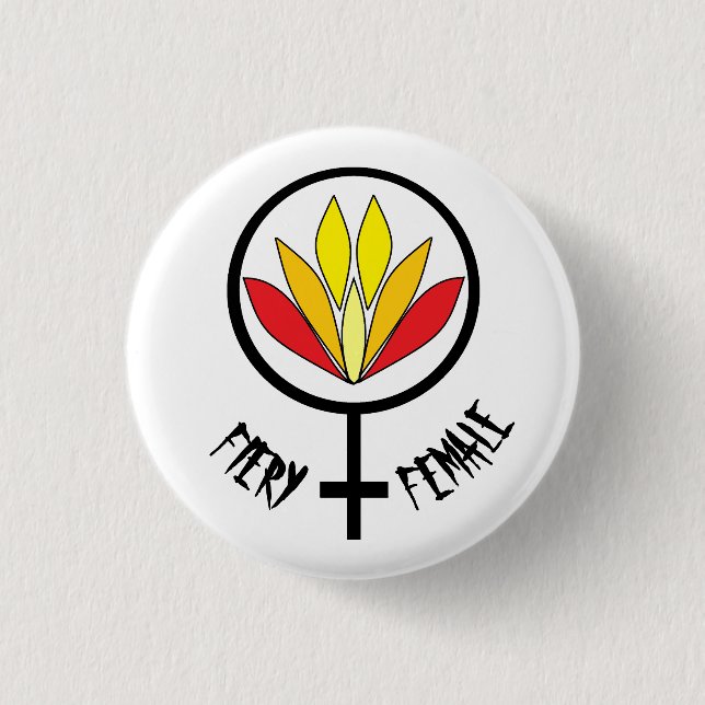 Fiery Female Button (Front)
