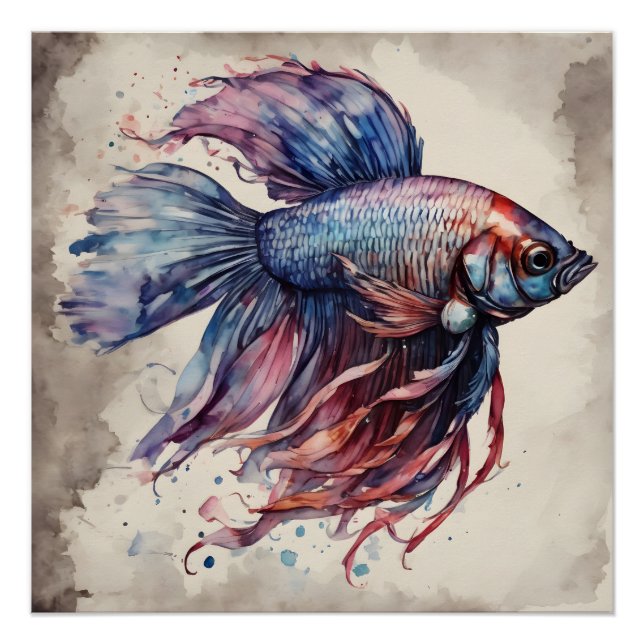 Fiery Fins & Flow | Bold Betta Fish Glossy Poster (Front)