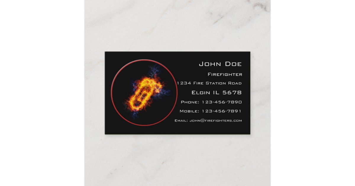 Fiery Fire Extinguisher Business Card Zazzle