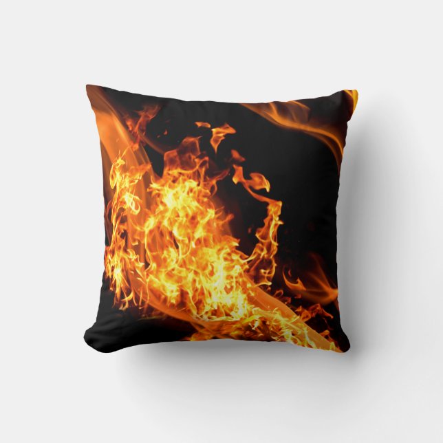 Fiery Flames Burning Inferno Throw Pillow (Front)