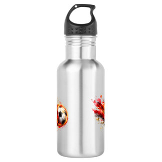 Fiery Football Motion Graphic Coffee Mug Stainless Steel Water Bottle