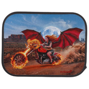 Fiery Foxlla Vampire Biker Babe Car Floor Mat