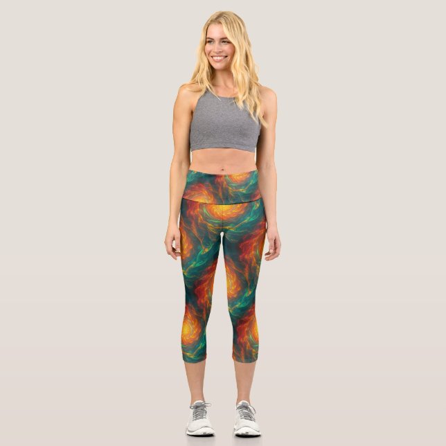 fiery fractal capri leggings (Front)