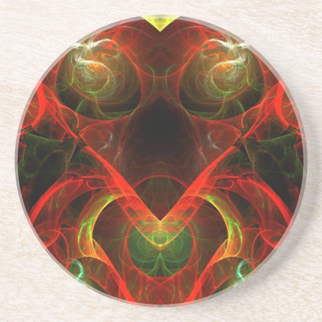 Fiery Fractal Sandstone Coaster (Front)