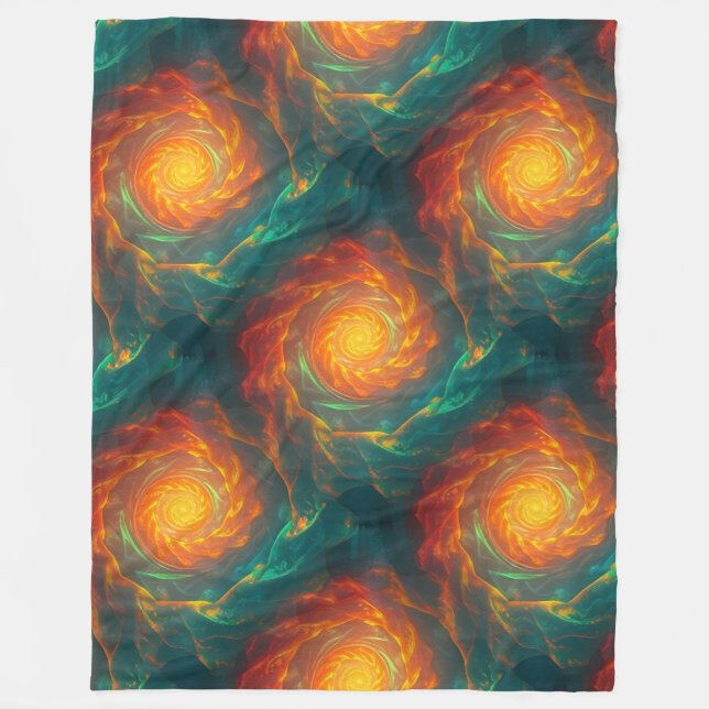 fiery fractals fleece blanket (Front)