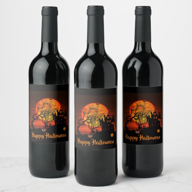 Fiery Full Moon Food and Beverage Label Set (Bottles)