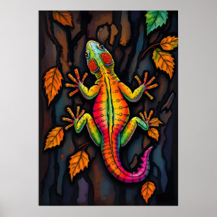Fiery Gecko – Nature’s Wall Crawler Art Poster