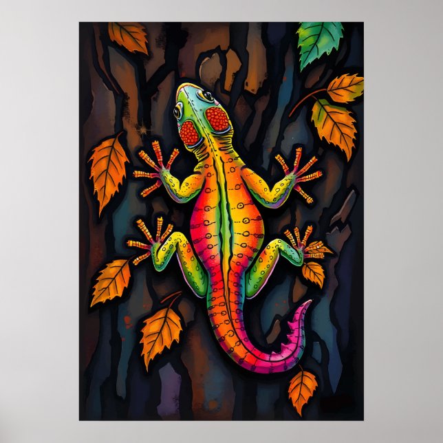 Fiery Gecko – Nature’s Wall Crawler Art Poster (Front)