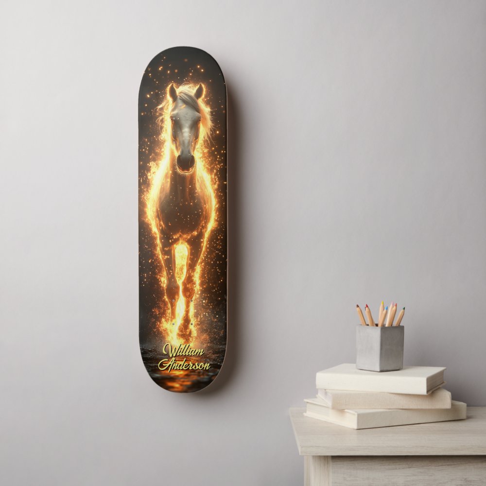 Fiery Glowing Horse Skateboard