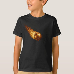 Fiery Golden Flames   Pickleball Player Kids Black T-Shirt