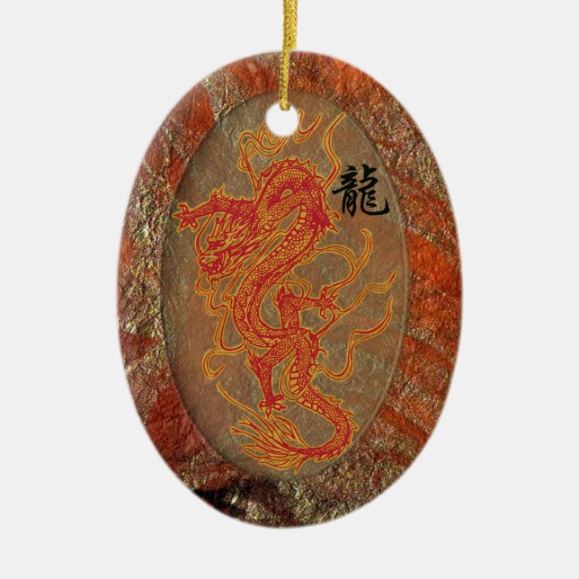 Fiery Good Luck Dragon Ornament (Front)