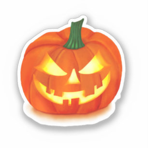 Fiery Grin Halloween Jack-O-Lantern Sticker