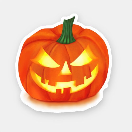 Fiery Grin Halloween Jack_O_Lantern Sticker