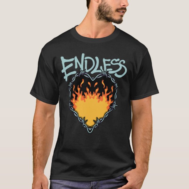 Fiery Heart Barbed streetwear  T-Shirt (Front)