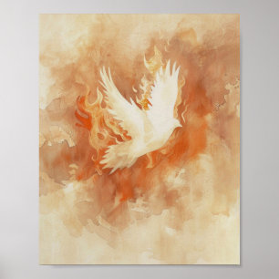 Fiery Holy Spirit Christian Watercolor Wall Art