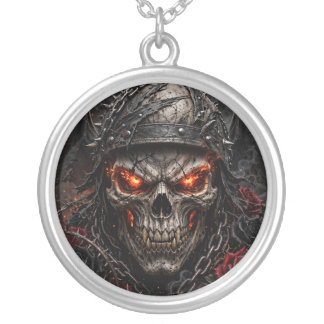Fiery Inferno Skull Necklace Men's Burning Orange