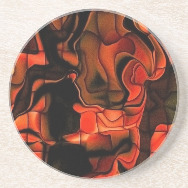 Fiery Jigsaw Sandstone Coaster (Front)