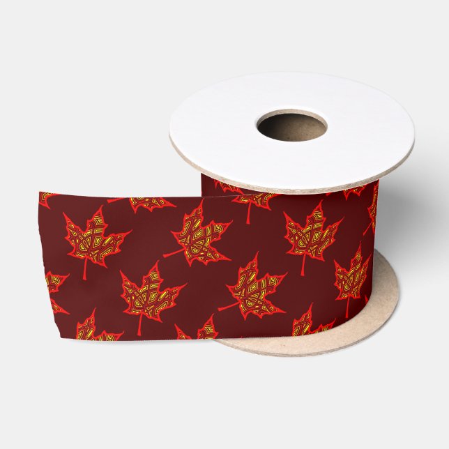 Fiery Leaf Satin Ribbon (Spool)