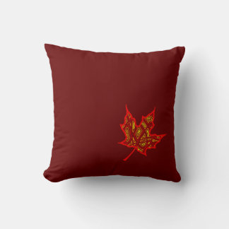 Fiery Leaf Throw Pillow