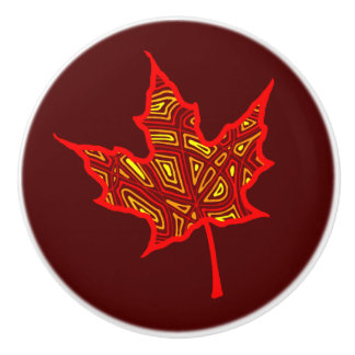 Fiery Leaves Ceramic Knob