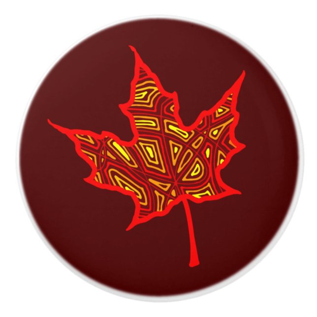 Fiery Leaves Ceramic Knob (Front)