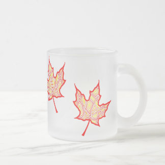 Fiery Leaves Frosted Glass Coffee Mug