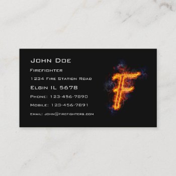 Fiery Letter F Business Card by AridOcean at Zazzle