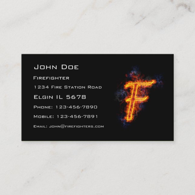 Fiery Letter F Business Card (Front)