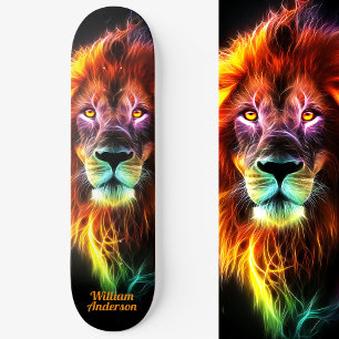 Fiery Lion Glowing Cool Style Skateboard