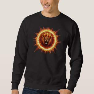 Fiery Lion Hoodie, Fierce Fire Graphic Sweatshirt