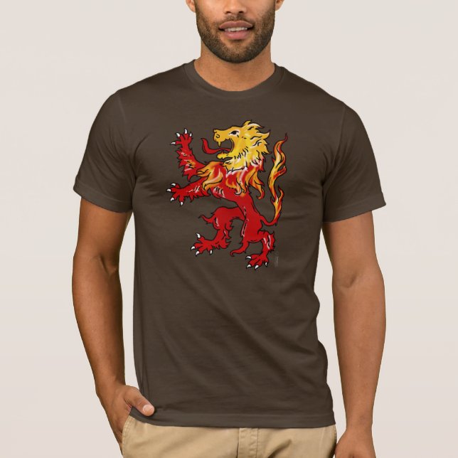 Fiery Lion Rampant shirt (dark) (Front)