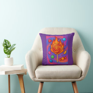 Fiery Lollipop Throw Pillow