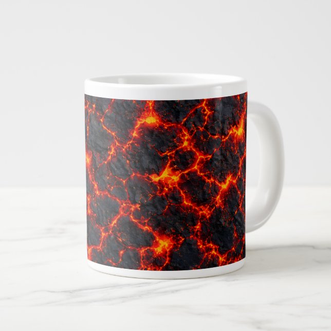 Fiery Magma Pattern Giant Coffee Mug (Front Right)