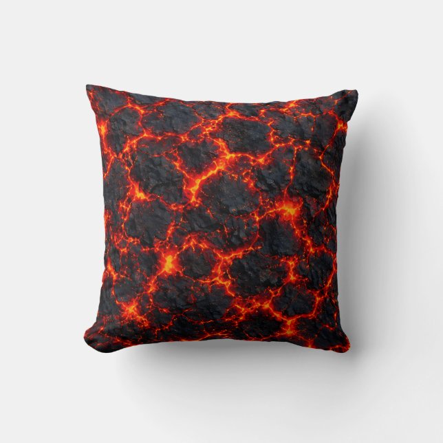 Fiery Magma Pattern Throw Pillow (Front)