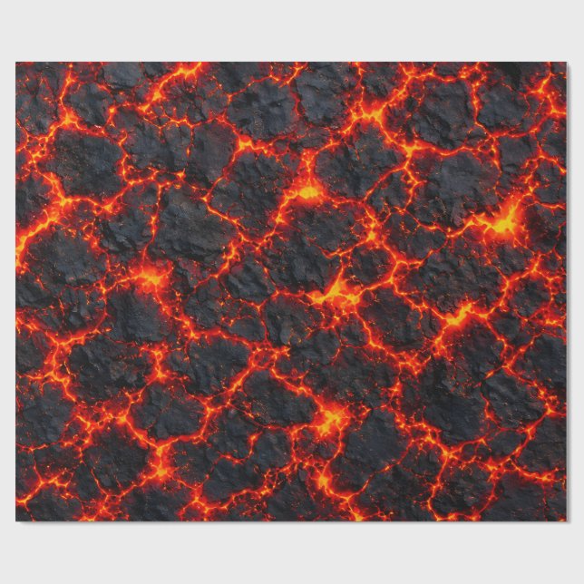 Fiery Magma Pattern Wrapping Paper (Flat)