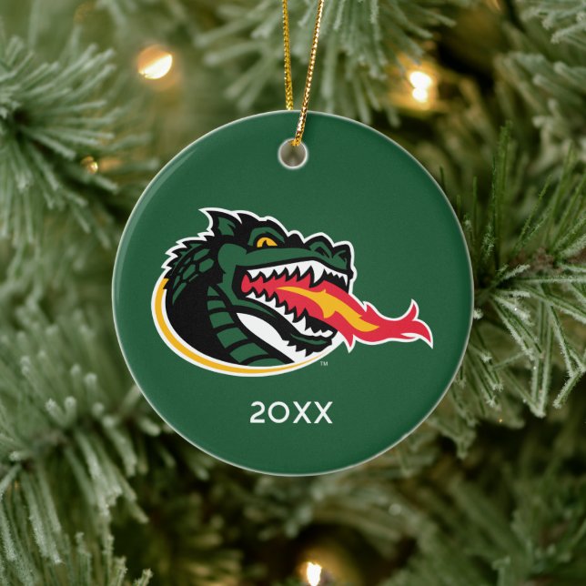 Fiery Mascot Emblem Ceramic Ornament (Tree)