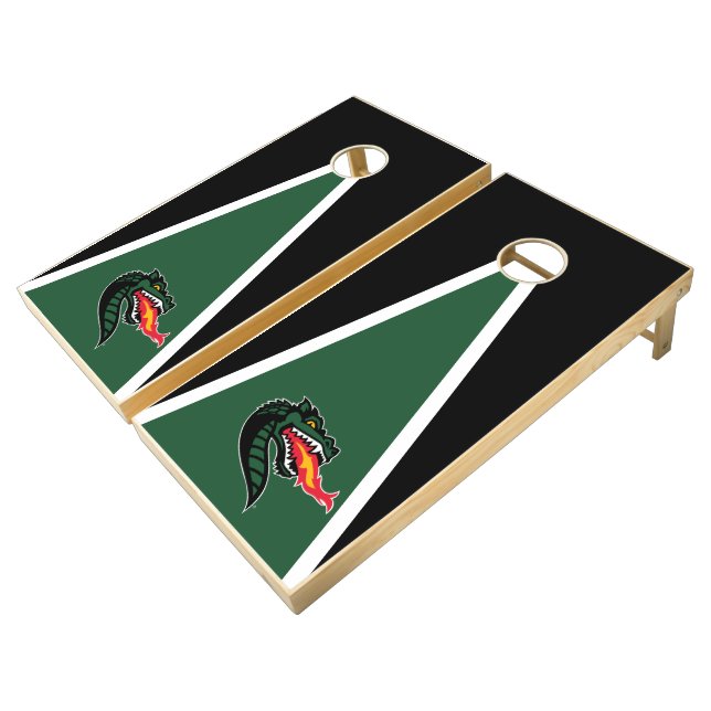Fiery Mascot Emblem Cornhole Set (Angled)