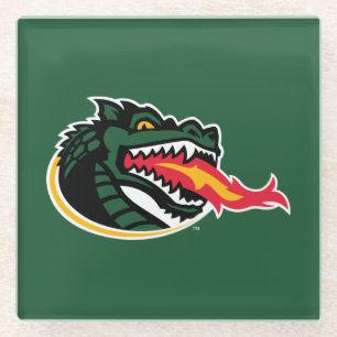 Fiery Mascot Emblem Glass Coaster