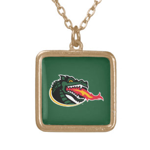 Fiery Mascot Emblem Gold Plated Necklace