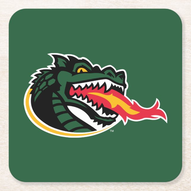 Fiery Mascot Emblem Square Paper Coaster (Front)