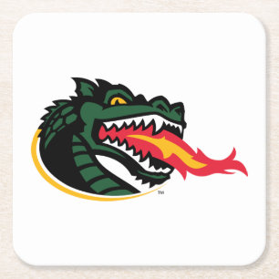 Fiery Mascot Emblem Square Paper Coaster