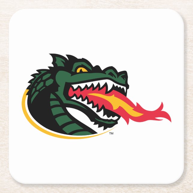 Fiery Mascot Emblem Square Paper Coaster (Front)